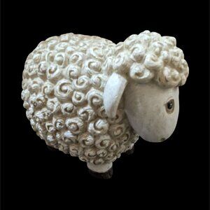 Sheep Figurine Textured White Swirls Rustic Farmhouse Decor 5" Resin  dcror